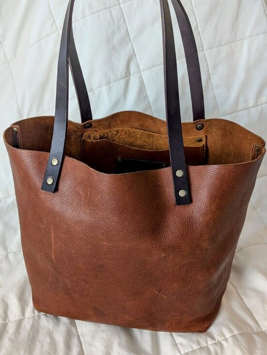 Portland Leather Goods Handbags - RARE Custom Portland Leather Goods Large Classic Tote Bag in Nutmeg MADE IN USA